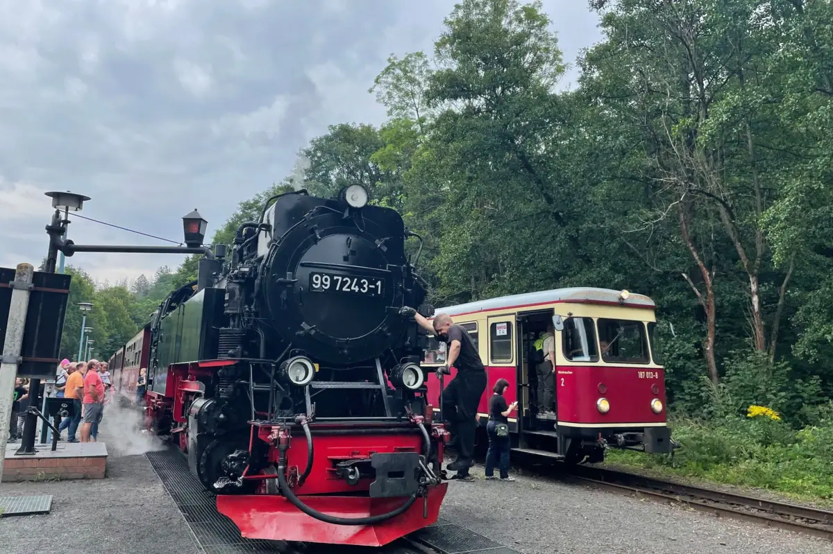 Die Harzer Schmalspurbahn auf den Gleisen.