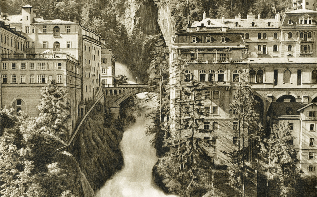 Historische Aufnahme vom Wasserfall in Bad Gaststein